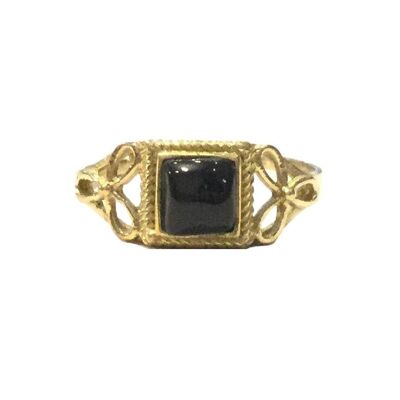 Small Stone Ring - Gold & Black