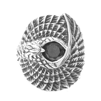 Bague aigle en argent sterling de qualité supérieure avec onyx - 56