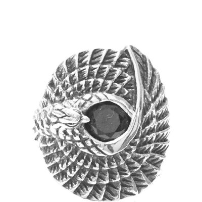 Premium Sterling Silver Eagle Ring with Onyx - 64