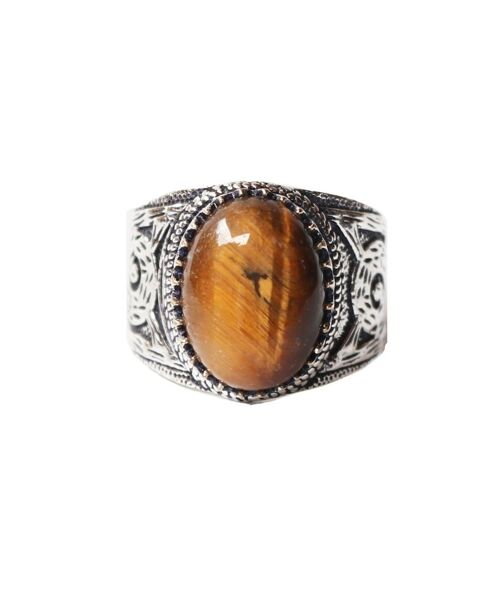 Big Stone Ring - Silver & Brown