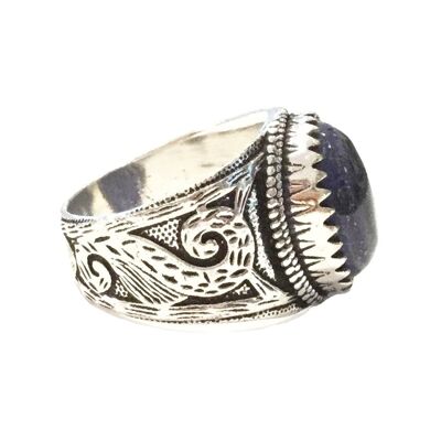 Bague Grosse Pierre - Argent & Noir