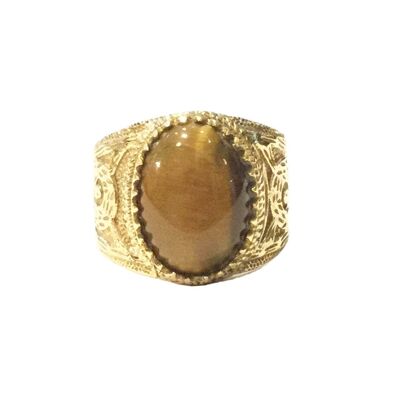 Big Stone Ring - Gold & Brown