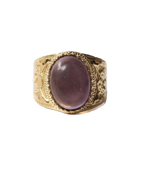 Big Stone Ring - Gold & Purple