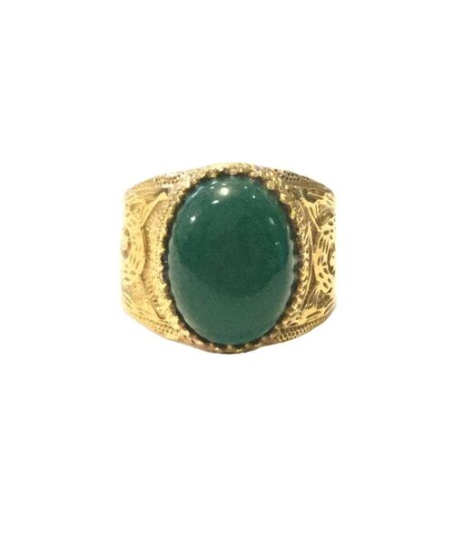 Big Stone Ring - Gold & Green