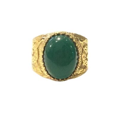 Big Stone Ring - Gold & Green