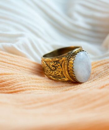 Bague Grosse Pierre - Or & Blanc 1