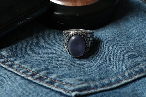 Big Stone Ring - Silver & Purple