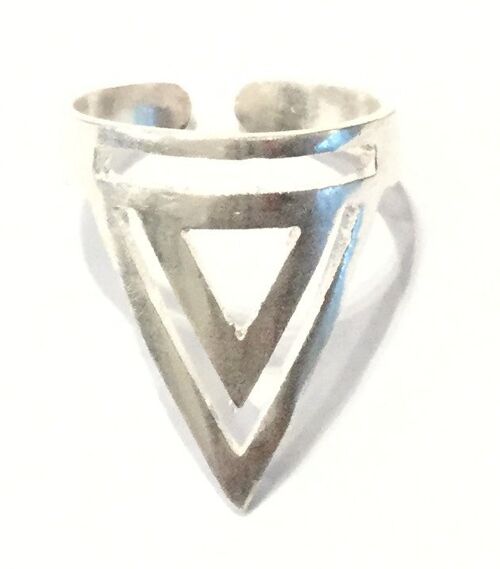 Geometric Triangle Ring - Silver