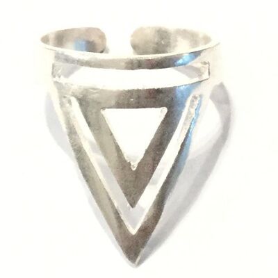 Geometric Triangle Ring - Silver