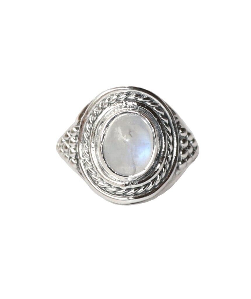 Sterling Silber Edelstein Ring - Mondstein