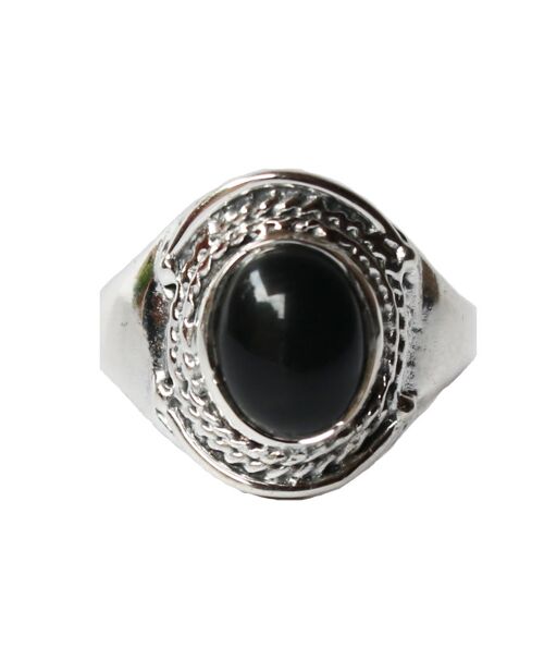 Sterling Silver Gemstone Ring - Black