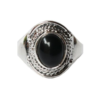 Anello con pietre preziose in argento sterling - nero