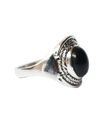 Bague en argent sterling avec pierres précieuses - Noir 9