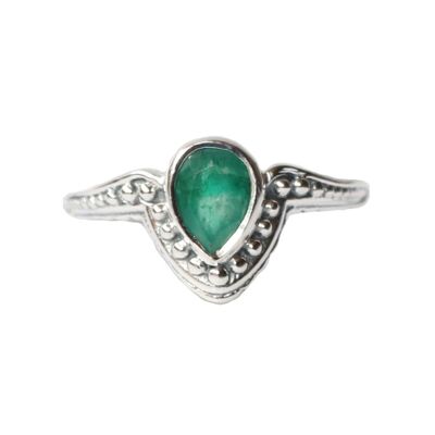 Sterling Silver Gemstone Ring - Green