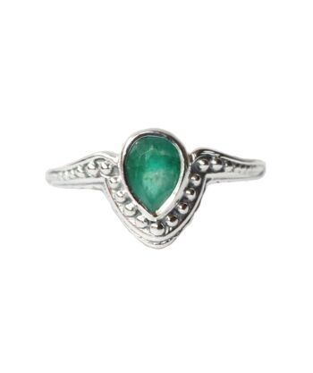 Bague en argent sterling avec pierres précieuses - Vert 1