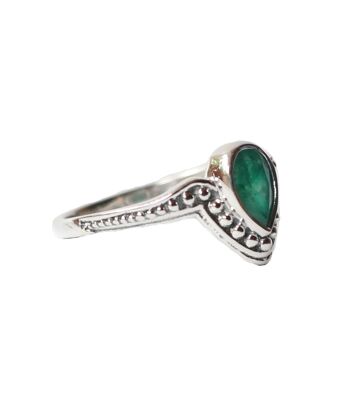 Bague en argent sterling avec pierres précieuses - Vert 9