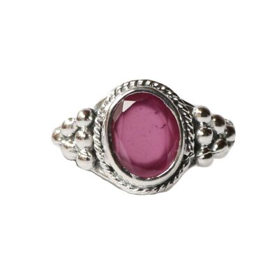 Anello ovale in argento sterling con gemma naturale - giada rosa