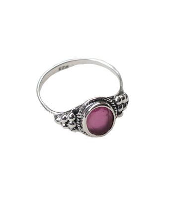 Bague ovale en argent sterling avec pierre précieuse naturelle - Jade rose 10