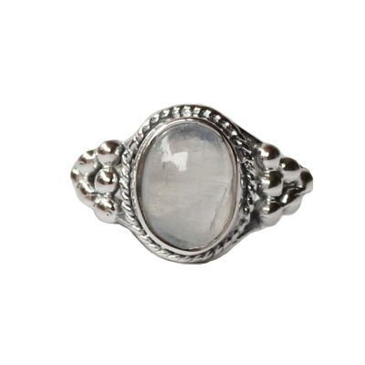 Ovaler Ring aus Sterlingsilber mit natürlichem Edelstein - Mondstein