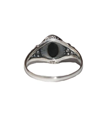 Bague ovale en argent sterling avec pierre précieuse naturelle - Onyx noir 4
