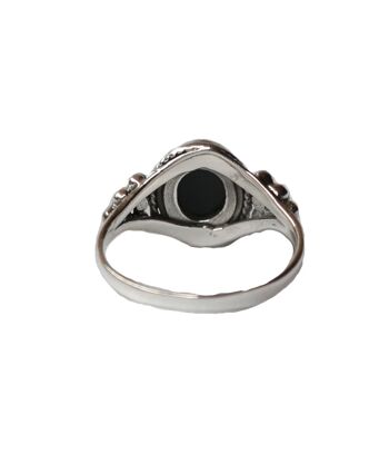 Bague ovale en argent sterling avec pierre précieuse naturelle - Onyx noir 5