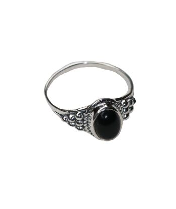 Bague ovale en argent sterling avec pierre précieuse naturelle - Onyx noir 7