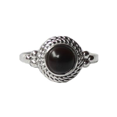 Sterling Silver Ring with Large Stone - Black Onyx
