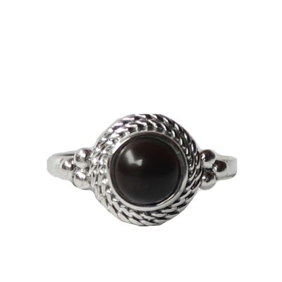 Sterling Silver Ring with Large Stone - Black Onyx
