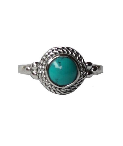 Sterling Silver Ring with Large Stone - Turquoise