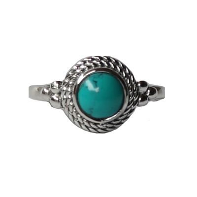 Sterling Silver Ring with Large Stone - Turquoise