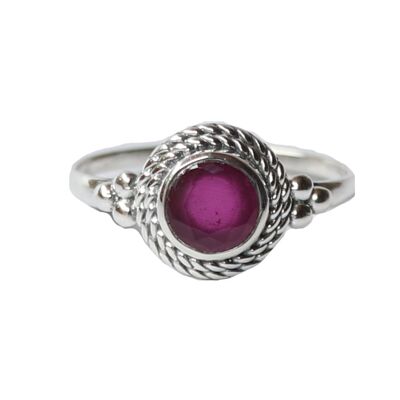 Sterling Silver Ring with Large Stone - Pink Jade