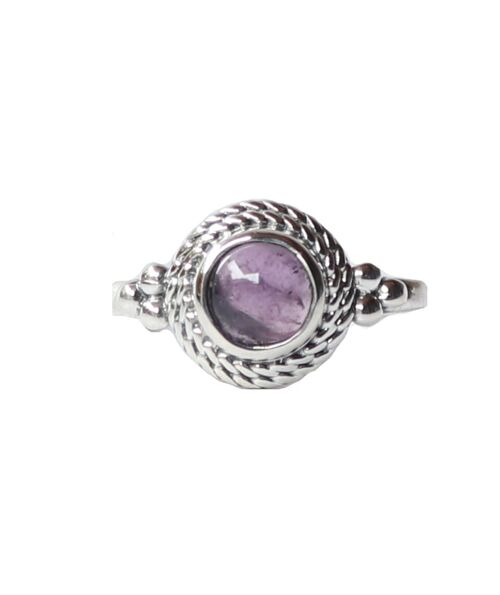 Sterling Silver Ring with Large Stone - Purple Amethyst