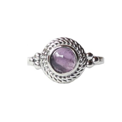 Sterling Silver Ring with Large Stone - Purple Amethyst