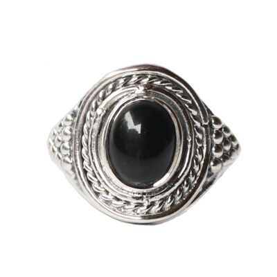 Anello con pietra preziosa in argento sterling - onice nero
