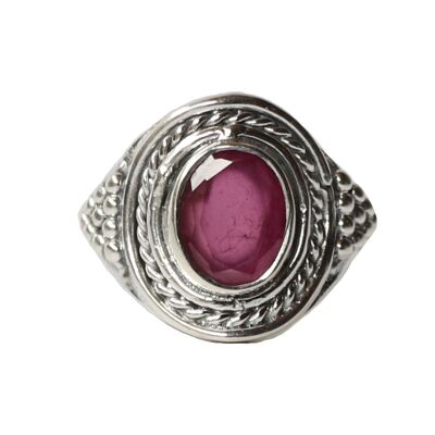 Anello con pietra preziosa in argento sterling - giada rosa