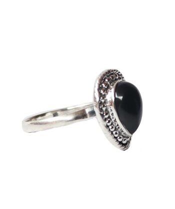 Bague en argent sterling avec pierre en forme de larme - Onyx noir 7