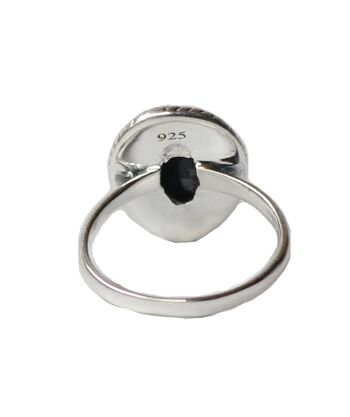 Bague en argent sterling avec pierre en forme de larme - Onyx noir 8