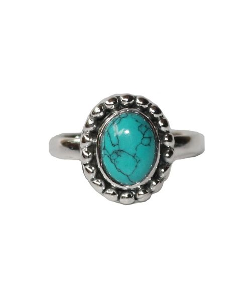 Sterling Silver Ring with Embedded Stone - Turquoise