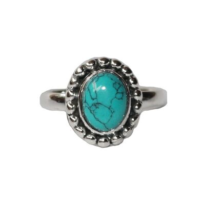 Sterling Silver Ring with Embedded Stone - Turquoise