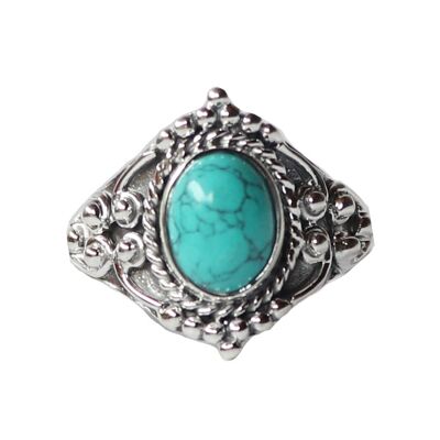 Bague en argent sterling ovale avec pierre - Turquoise