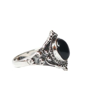 Bague en argent sterling ovale avec pierre - Onyx noir 8