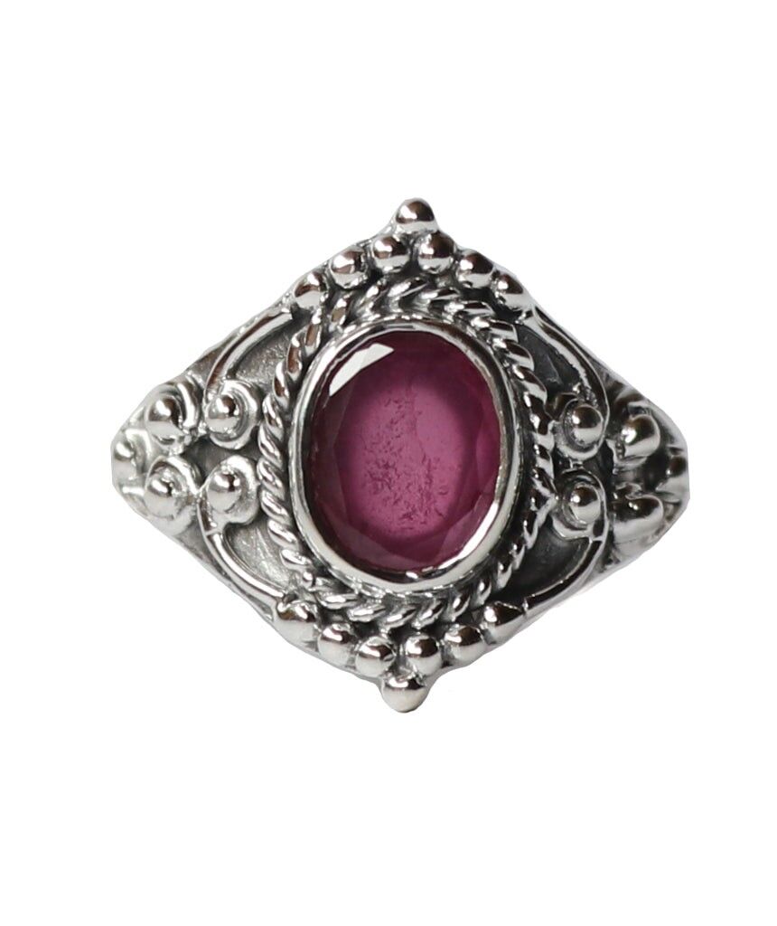 Ovaler Silberring aus Sterlingsilber mit Stein - Rosa Jade