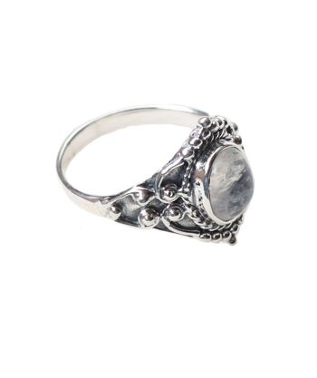 Bague en argent sterling ovale avec pierre - Jade rose 6