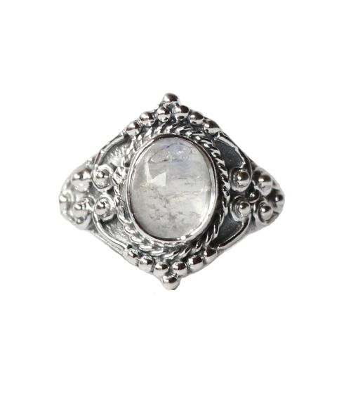Sterling Silver Oval Silver Ring with Stone - Moonstone