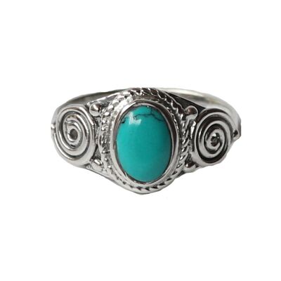 Sterling Silver Oval Stone Ring - Turquoise
