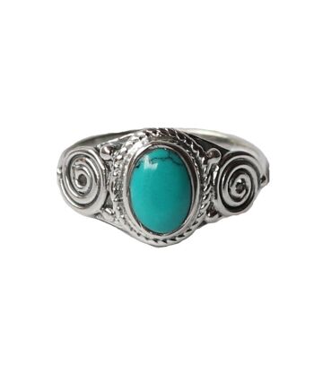 Bague Pierre Ovale en Argent Massif - Turquoise 1