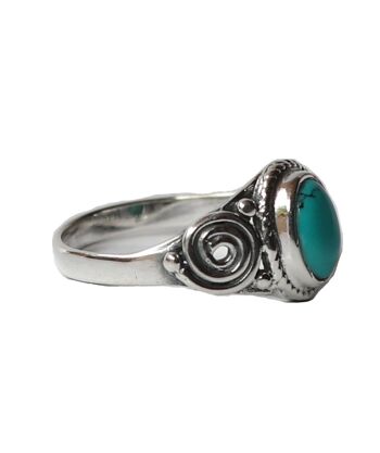 Bague Pierre Ovale en Argent Massif - Turquoise 8