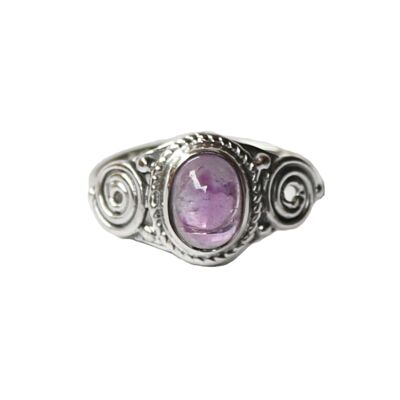 Sterling Silver Oval Stone Ring - Purple Amethyst