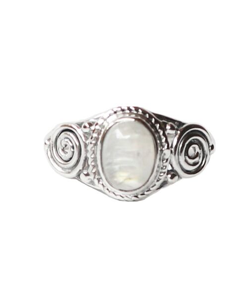 Sterling Silver Oval Stone Ring - Moonstone