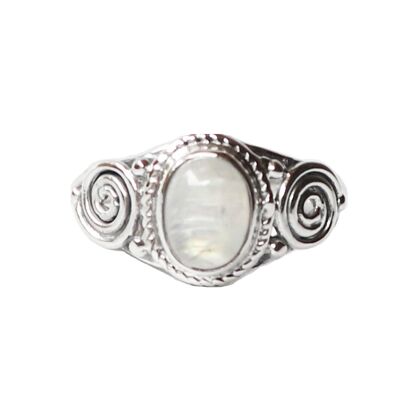 Sterling Silver Oval Stone Ring - Moonstone